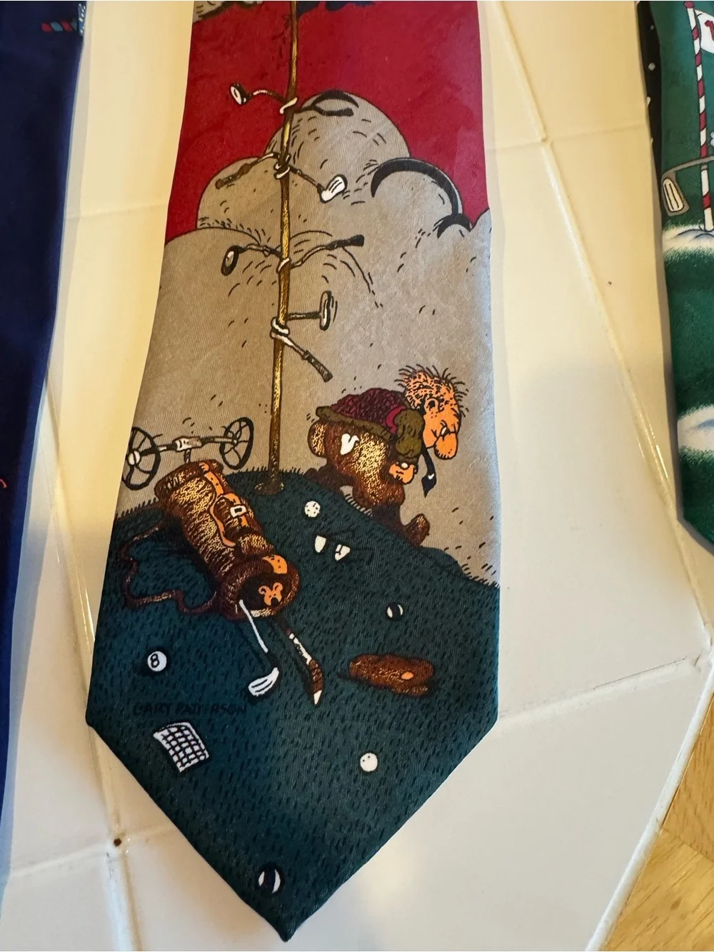 Vintage Novelty Necktie Lot of 5 Peanuts Christmas Golf Elephant Travel Ties